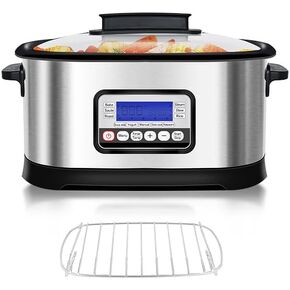 6.5Qt 11-in-1 Multi Cooker, Digital Programmable Slow Cooker with Bake, Sauté, Roast, and Sous Vide functions, 1500W Timer & Temp Control, Dishwasher Safe Lid & Nonstick Inner Pot