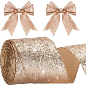 Anwyll Valentines Day Burlap الشريط السلكي ، قوس الشريط المطبوع من القلب الأحمر اللامع ، 2-1/2inch × 11 عامًا