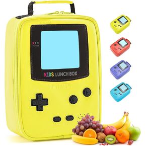 Kids Lunch Box Insulated Soft Lunch Bag Leather Lunch Box Gameboy Mini Cooler Back to School Thermal Meal Tote Kit Boys Girls Teens