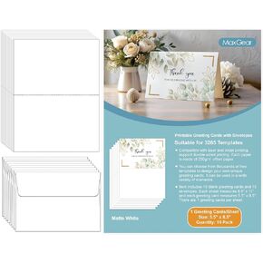 MaxGear Printable Thank You Cards with Envelopes, 30 Pack Blank Cards and Envelopes, Bulk Note Card with Envelope, 4.25" x 5.5" Blank Greeting Card for Laser & Inkjet Printer, 4.7" x 6.4" Envelope