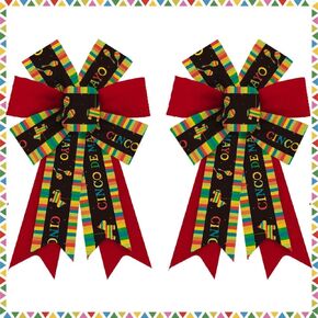 Large Mexican Bows for Wreath, Red Yellow Cinco de Mayo Bows Lady of Guadalupe Bows for Front Door, Farmhouse Virgen de Guadalupe Burple Tree Bows for Mexican Serape Indoor Outdoor Decor