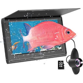 Underwater Fishing Camera 7" IPS HD Screen, 720P Portable Fishing Camera w/DVR, Portable Ice Fishing Camera Fish Finder w/ 8 LED Lights, USB-C Charging, 15m/49ft Cable for Night & Lake Fishing