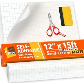 Matte Self Adhesive Laminating Roll 12" x 15ft - 5 MIL Durable Clear Matte Sticker Laminate Film Roll for Anti-Glare Surface