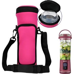 Nueness-Ror Portable Blender Carrying Case with Lid for Ninja BC151 Blast Portable Blender, Flip Travel Insulated Sleeve with Adjustable Crossbody Strap and Accessory Pocket (Red)