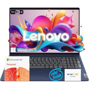 Lenovo 15.6" Ideapad 1 Laptop | 20GB RAM | 1.6TB Storage (1.1TB OnBoard SSD w/WOWPC 512GB Portable HD) | Microsoft 365 Personal | Intel Dual-Core Processor | HD Display | Wi-Fi 6 | USB-C | Win 11