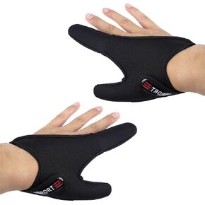 2 Pcs Double Finger Protector Fishing Gloves Portable Breathable Fishing Gloves Adjustable Wrist Strap Anti-Slip for Outdoor Fishing