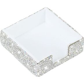 MultiBey Acrylic Sticky Note Pads Holder for Desk Charming Bling Crystal memo Holder, Glitter Memo Paper Dispenser Office Supplies Desk Accessories Organizer