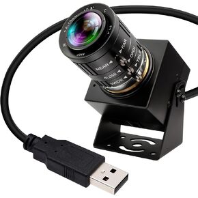 5MP USB Camera Global Shutter 1944P@50fps High Speed USB Webcam 3.6-10mm 3X Manual Zoom Lens Computer Lightburn Close up for Motion Capture Face Recognition QR Codes Scanning