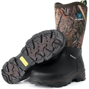 Rubber Boots for Men with Steel Shank, Mid Calf Work Rain Boots, Men's Outdoor Waterproof Anti-Slip Hunting Boot, Size 6-13