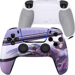 eXtremeRate Luna Redesigned Neko Mecha Front Shell Touchpad Compatible with ps5 Controller BDM-010 020 030 040 050, Rubberized White Replacement Bottom Shell Compatible with ps5 Controller