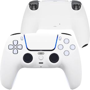eXtremeRate Luna Redesigned Front Shell Touchpad Compatible with ps5 Controller BDM-010 020 030 040 050, Replacement Bottom Shell Back Cover Compatible with ps5 Controller - White