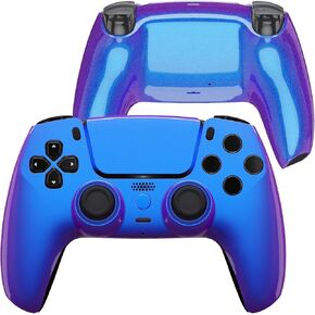 eXtremeRate Luna Redesigned Front Shell Touchpad Compatible with ps5 Controller BDM-010 020 030 040 050, Replacement Bottom Shell Back Cover Compatible with ps5 Controller - Chameleon Purple Blue