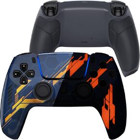 eXtremeRate Luna Redesigned Glow in Dark Mecha Front Shell Touchpad Compatible with ps5 Controller BDM-010 020 030 040 050, Rubberized Gray Replacement Bottom Shell Compatible with ps5 Controller