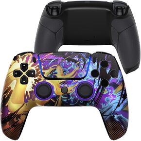 eXtremeRate Luna Redesigned Splattering Fighting Front Shell Touchpad Compatible with ps5 Controller BDM-010 020 030 040 050, Rubberized Black Replacement Bottom Shell Compatible with ps5 Controller