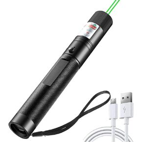 Laser Pointer High Power, Green Laser Pointer Indicator Light, USB Charge，Presentation, Interactive Toys for Indoor Dogs Cats