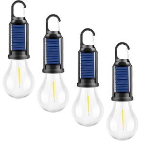 Solar Tent Camping Light Bulb Rechargeable Portable LED Camping Lantern3 Lighting Modes Tungsten Light Tent Lamp with Clip Hook for Camping, Hiking, Backpacking, Emergency Outage (T01)
