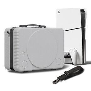 CASE Alienergy PS5 SLIM CARTING متوافقة مع PlayStation 5 Console/Controls/سماعات الرأس/الألعاب - حالة سفر واقية مع قذيفة صلبة ورغوة مخصصة للتخزين (نمط PS1 الكلاسيكي)