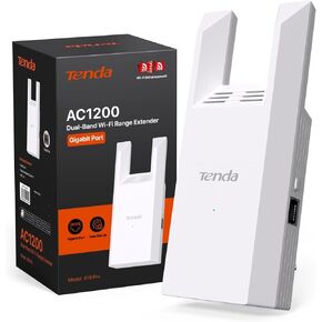 Tenda WiFi Range Extender AC1200 - WiFi Extender with Gigabit Ethernet Port, Dual Band 867Mbps 5GHz/300Mbps 2.4GHz, WiFi Extender Signal Booster for Home, Covers up to 1500 sq.ft & 30 Devices (A18Pro)