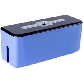 Blue Power Strip Box Cord Cable Management Organizer Decorative Storage Solution for Home and Office Easy Access and Tidy Design Ideal for Hiding Cables and Power Strips Blue Color Durable Materials