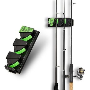 Expandable Fishing Rod Holder,Wall-Mounted Fishing Rod & Combos Rack for Garage – UV Silicone Spring Clip, Space-Saving Storage Rack with Free Lure Holder