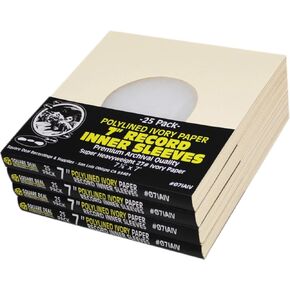 (100) Super Heavyweight Polylined Ivory Paper Inner Sleeves for 7" Records - Archival Quality, Acid-Free, Static-Free - Premium Protection - 07IAIV