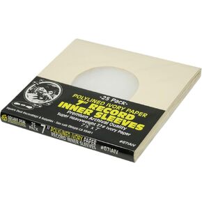 (25) Super Heavyweight Polylined Ivory Paper Inner Sleeves for 7" Records - Archival Quality, Acid-Free, Static-Free - Premium Protection - 07IAIV