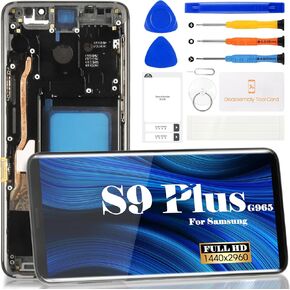 شاشة Samsung Galaxy S9 Plus لشاشة Samsung Galaxy S9 Plus SM-G965F ، SM-G965U ، SM-G965W Digitizer Touch SCEEN Parts (Black ، مع إطار)