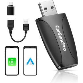 Wireless CarPlay & Android Auto Adapter - Fast & Stable Connection, Plug & Play, Universal Fit for iOS 10+/Android 11+, Transform Your Wired System to Wireless with Type-C/USB-A for 800+ Cars (2016+)