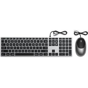 Satechi Slim W3 Wired Keyboard & Aluminum C1 Wired Mouse Bundle, USB C Connection, Backlit Keys, Adjustable DPI, for MacBook Pro/Air, iPad Pro/Air, iMac, Latops, Desktops, and Tablets