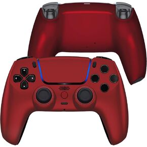 eXtremeRate Luna Redesigned Scarlet Red Soft Touch Front Shell Touchpad Compatible with ps5 Controller BDM-010 020 030 040 050, Replacement Bottom Shell Back Cover Compatible with ps5 Controller