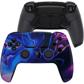 eXtremeRate LUNA Redesigned Origin of Chaos Front Shell Touchpad Compatible with ps5 Controller BDM-010 BDM-020 BDM-030, Rubberized Grip 4 Back Buttons RISE4 Remap Kit for PS5 Controller BDM 010 & 020