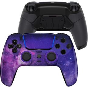 eXtremeRate LUNA Redesigned Nebula Galaxy Front Shell Touchpad Compatible with ps5 Controller BDM-010 BDM-020 BDM-030, Rubberized Grip 4 Back Buttons RISE4 Remap Kit for PS5 Controller BDM 010 BDM 020