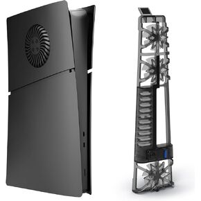 DOBEWINGDELOU Cover Plates for PS5 Slim Digital Edition and Cooling Fan for PS5 Slim