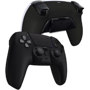 eXtremeRate Luna Redesigned Black Front Shell Touchpad Compatible with ps5 Controller BDM-010 BDM-020 BDM-030, Programable 4 Back Buttons RISE4 Remap Kit for PS5 Controller BDM 010 BDM 020