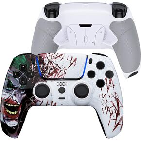 eXtremeRate Luna Redesigned Clown Hahaha Front Shell Touchpad Compatible with ps5 Controller BDM-010 BDM-020 BDM-030, Rubberized Grip 4 Back Buttons RISE4 Remap Kit for PS5 Controller BDM 010 BDM 020