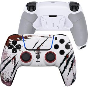 eXtremeRate Luna Redesigned Wild Attack Front Shell Touchpad Compatible with ps5 Controller BDM-010 BDM-020 BDM-030, Rubberized Grip 4 Back Buttons RISE4 Remap Kit for PS5 Controller BDM 010 BDM 020