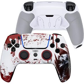 eXtremeRate Luna Redesigned Blood Zombie Front Shell Touchpad Compatible with ps5 Controller BDM-010 BDM-020 BDM-030, Rubberized Grip 4 Back Buttons RISE4 Remap Kit for PS5 Controller BDM 010 BDM 020
