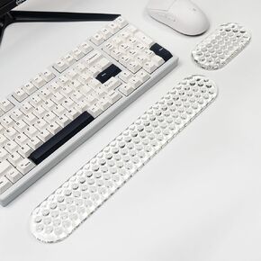 Ergonomic Silicone Gel Keyboard and Mouse Wrist Rest Set – Clear Wrist Rest for Keyboard 75% 80%, Comfort & Support for Typing and Gaming