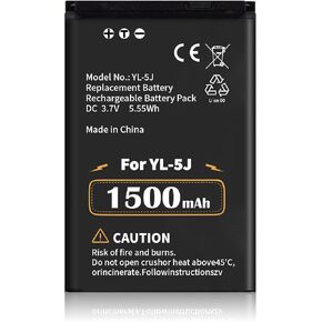 YL-5J Replacement Battery for Yealink W59R W56h W76P W56h/p W60P W77P W79P One Talk IP DECT 1500mAh 3.7V