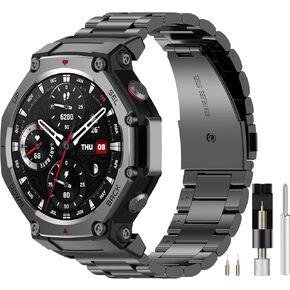 Miimall Metal Band متوافق مع Amazfit T-rex 3 ، مقاوم للماء ، خفيفة الوزن ، حزام بديل للنساء متين للنساء ، سوار معصم قابل للتعديل ، سوار من الفولاذ المقاوم للصدأ 22 مم لـ Amazfit T-Rex 3