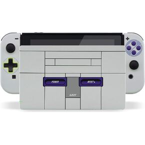 eXtremeRate Classics SNES Style Soft Touch Joycon Housing Shell (D-Pad Version) with Full Set Buttons for Nintendo Switch, Replacement Faceplate for Nintendo Switch Dock – Joy-Con Dock NOT Included