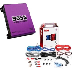 BOSS Audio Systems Monoblock Amplifier + 8 Gauge Wiring Kit