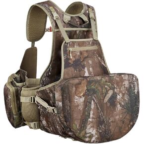 NEW VIEW Turkey Hunting Vest with Seat - Lightweight Camo Adjustable Fit, Removable Cushion and Large Game Bag Storage for Turkey Hunting