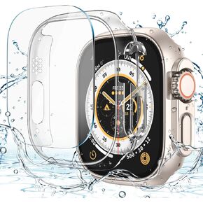 Misxi [2+2 Pack Case for Apple Watch Ultra 2 / Ultra 49mm, Hard PC Bumper + Tempered Glass Screen Protector [with Auto Alignment Tool Kit], Anti-Scratch Protection Cover for iWatch, Transparent in Kuwait