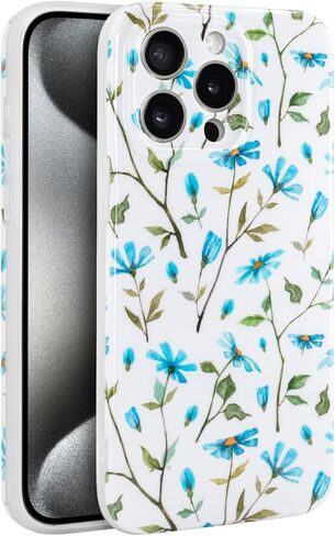 Phone Case for iPhone 16 Pro Max, Aesthetic Hand Painted Style Flower TPU Phone Cover for Women, Lightweight Drop Protection Shockproof Slim Floral Phone Holder (Daisy, For iPhone 16 Pro Max) in Kuwait