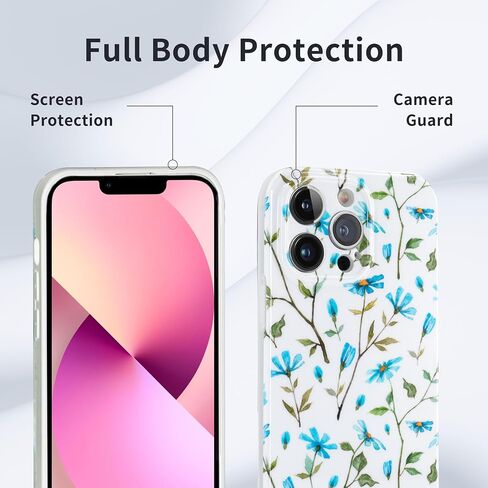 Phone Case for iPhone 16 Pro Max, Aesthetic Hand Painted Style Flower TPU Phone Cover for Women, Lightweight Drop Protection Shockproof Slim Floral Phone Holder (Daisy, For iPhone 16 Pro Max) in Kuwait