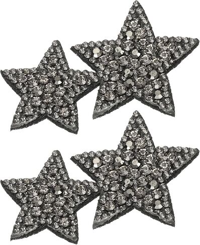 PATIKIL Double Star Rhinestone Patches, 2 Pcs Double Star Shape Sew on Applique Patches Rhinestone Applique Glitter Crystal Patches for Shoes Clothes Pants Bags, Silver in Saudi Arabia