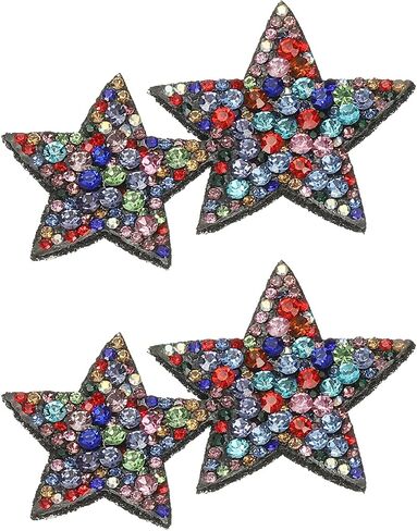 PATIKIL Double Star Rhinestone Patches, 2 Pcs Double Star Shape Sew on Applique Patches Rhinestone Applique Glitter Crystal Patches for Shoes Clothes Pants Bags, Silver in Saudi Arabia