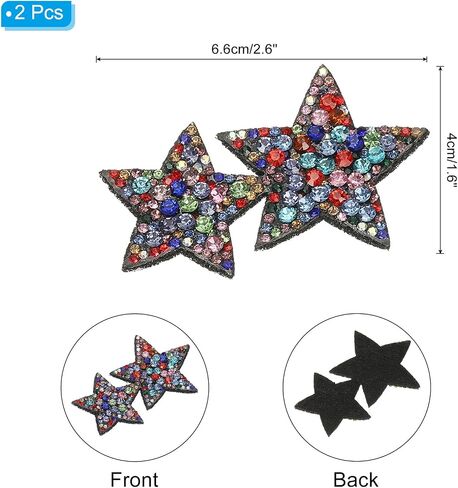 PATIKIL Double Star Rhinestone Patches, 2 Pcs Double Star Shape Sew on Applique Patches Rhinestone Applique Glitter Crystal Patches for Shoes Clothes Pants Bags, Silver in Saudi Arabia
