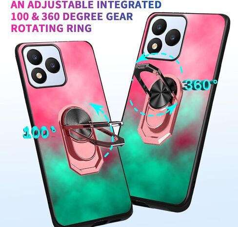 9H Vortex Cellular J24 Tempered Glass Screen Protector for Vortex J24 Case Soft | Pink-Mint Gradient Watercolor Painting [Rotatable Finger Grip Ring Holder Kickstand] [Car Magnetic] for Girls in Saudi Arabia
